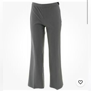 Revolve Halston Studio Stretch Full Length Wide Leg Pants in Granite Petite 10